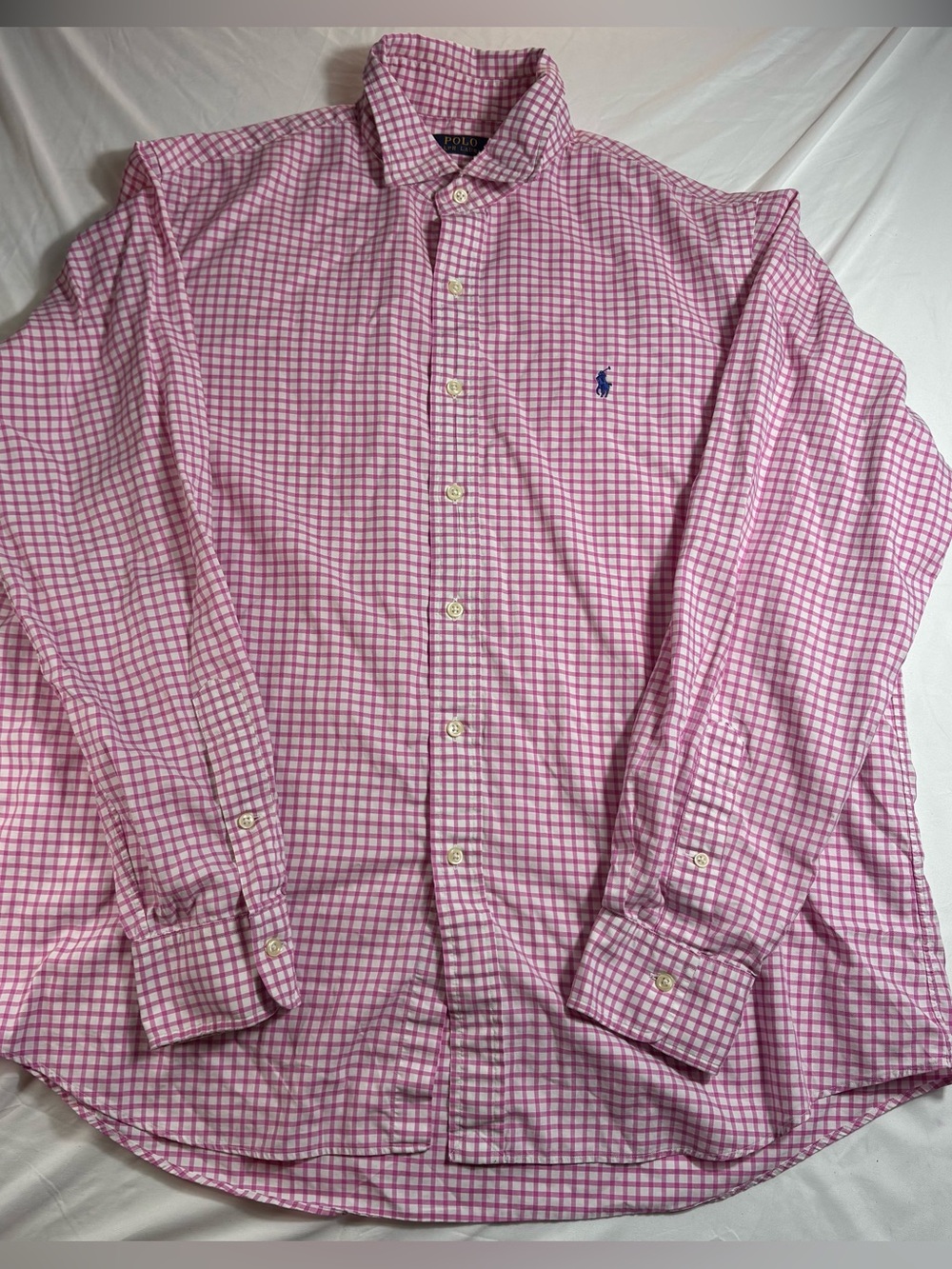 Polo ralph lauren plaid pink long sleeves shirt  size XL men *flaw